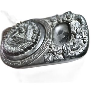 Carved Dragon & Phoenix Chinese Inkstone Yantai Real Stone 9.5” w/ Lid (Chip)